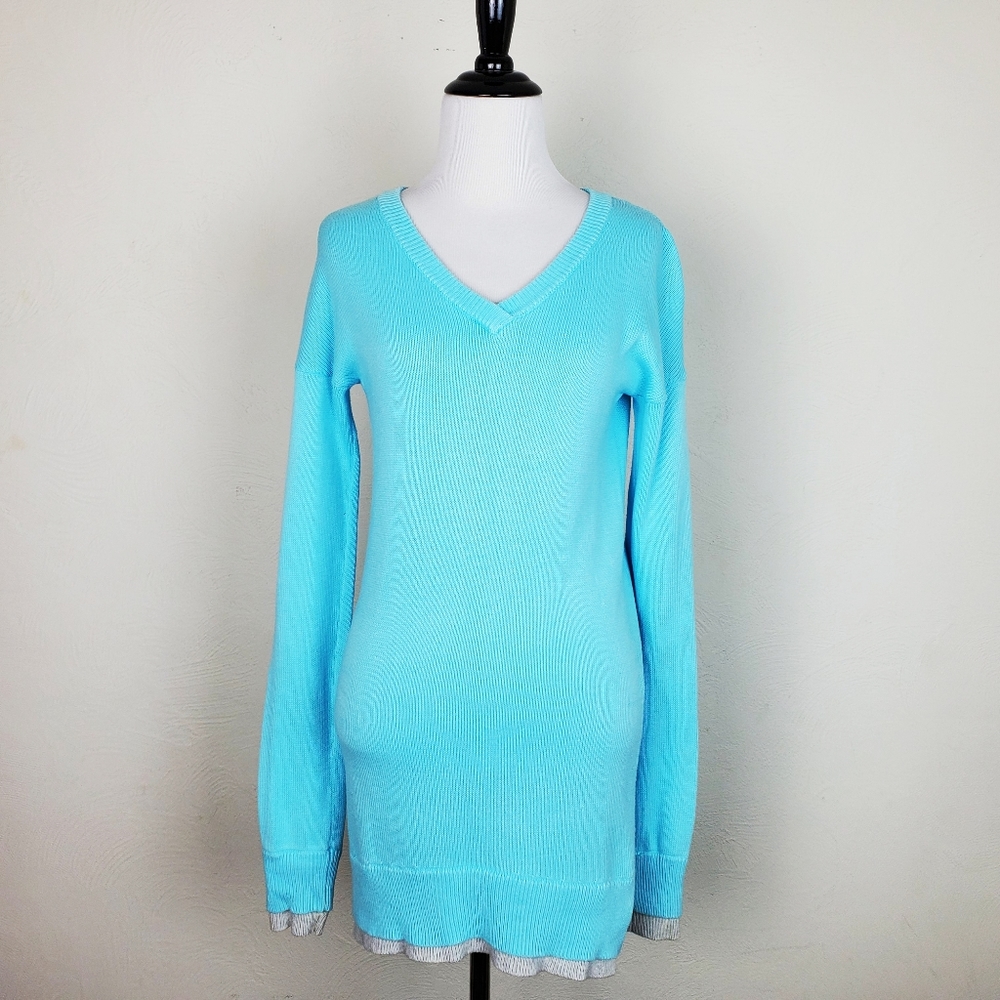 Ivivva Lululemon Om the Go Sweater Knit Blue Yoga Athletic Sporty Activewear